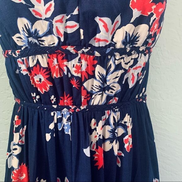 Japna Navy Blue Hawaiian Floral Print Maxi Dress Size XS - Picture 4 of 8